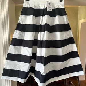 Black and White Striped Women's Skirt
